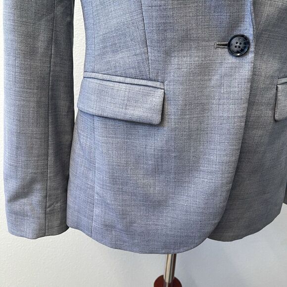 Banana Republic Blazer Suit Jacket Womens Size 2 Petite Grey Wool Office New - Picture 4 of 9
